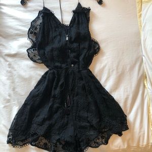 Zimmermann Black Floral Lace Romper